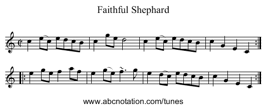 Faithful Shephard - staff notation