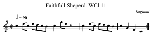 Faithfull Sheperd. WCl.11 - staff notation