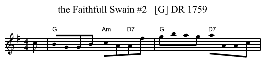 Faithfull Swain #2   [G] DR 1759, the  - staff notation