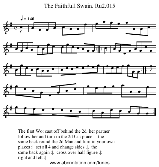 Faithfull Swain. Ru2.015, The - staff notation