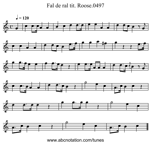 Fal de ral tit. Roose.0497 - staff notation