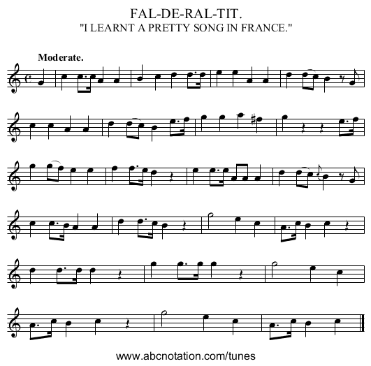 FAL-DE-RAL-TIT. - staff notation
