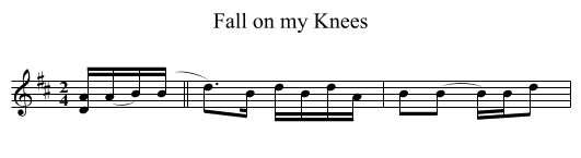 Fall on my Knees - staff notation