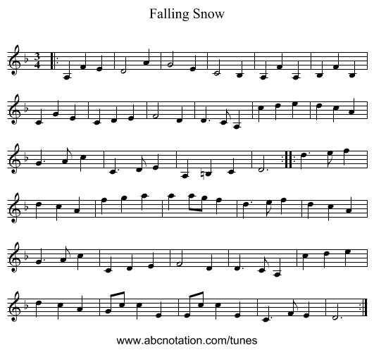 Falling Snow - staff notation