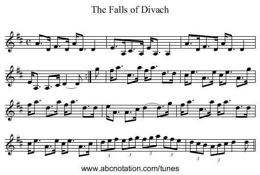 Falls of Divach, The - staff notation