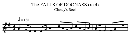 FALLS OF DOONASS (reel), The - staff notation