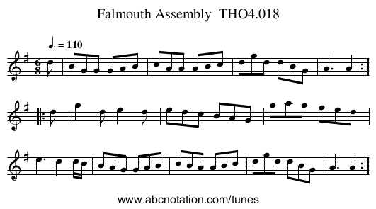 Falmouth Assembly  THO4.018 - staff notation