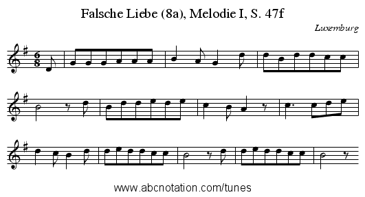 Falsche Liebe (8a), Melodie I, S. 47f - staff notation