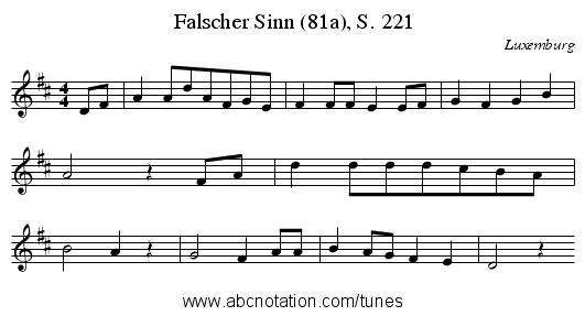 Falscher Sinn (81a), S. 221 - staff notation