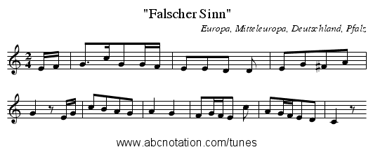 Falscher Sinn - staff notation