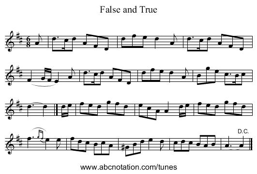 False and True - staff notation