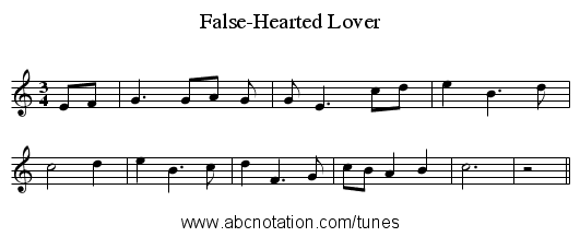 False-Hearted Lover - staff notation