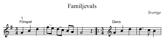 Familjevals - staff notation