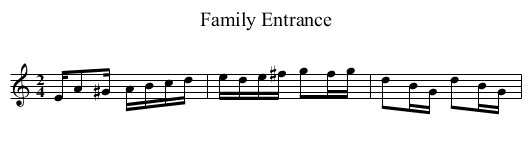 Family Entrance - staff notation