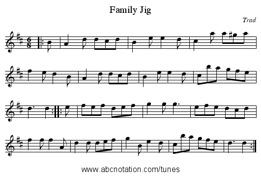 Family Jig - staff notation