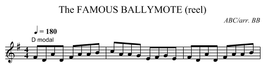 FAMOUS BALLYMOTE (reel), The - staff notation