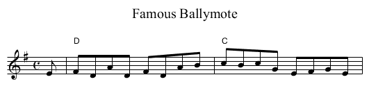 Famous Ballymote - staff notation