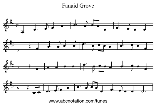 Fanaid Grove - staff notation