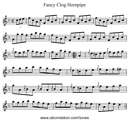 Fancy Clog Hornpipe - staff notation