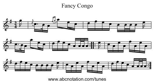 Fancy Congo - staff notation