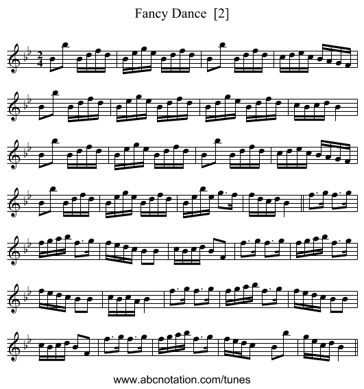 Fancy Dance  [2] - staff notation