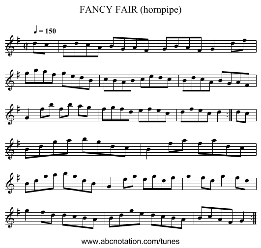 FANCY FAIR (hornpipe) - staff notation