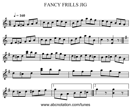 FANCY FRILLS JIG - staff notation