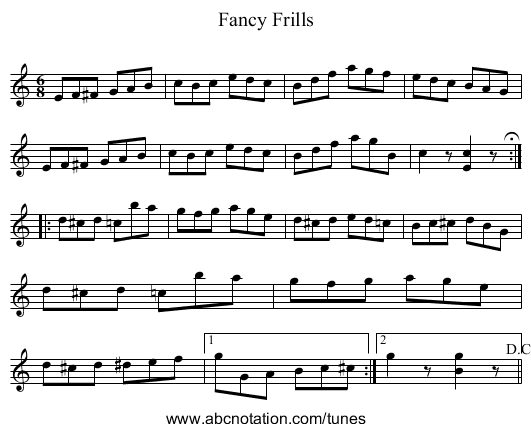 Fancy Frills - staff notation