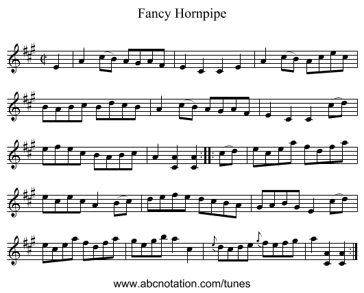 Fancy Hornpipe - staff notation