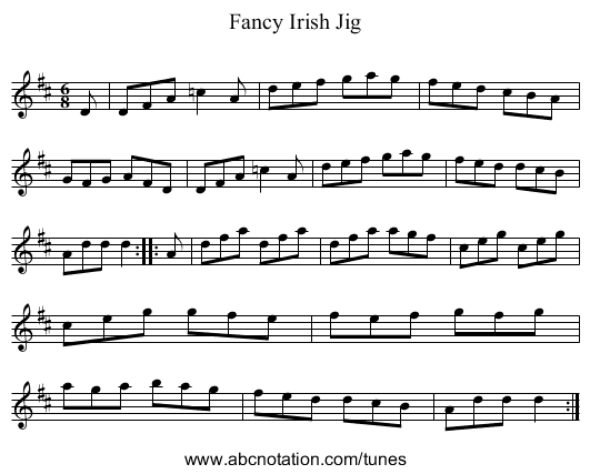 Fancy Irish Jig - staff notation