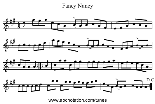 Fancy Nancy - staff notation