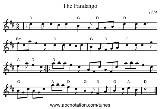 Fandango, The - staff notation