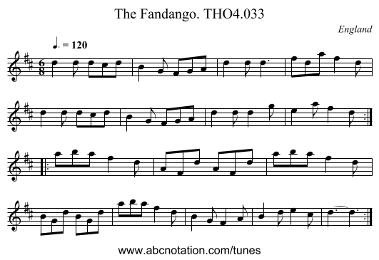 Fandango. THO4.033, The - staff notation