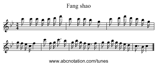 Fang shao - staff notation