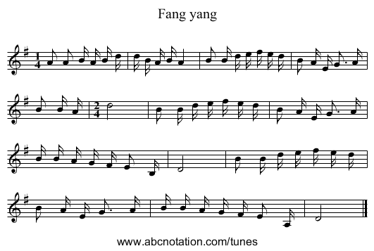 Fang yang - staff notation