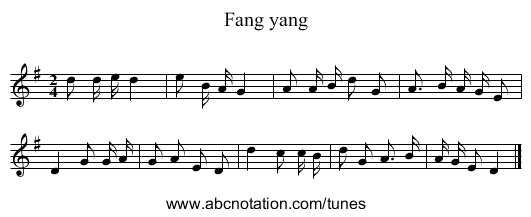 Fang yang - staff notation