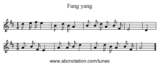 Fang yang - staff notation