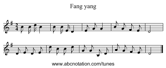 Fang yang - staff notation