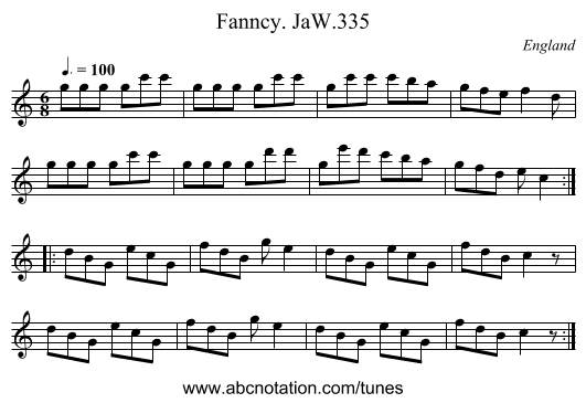 Fanncy. JaW.335 - staff notation