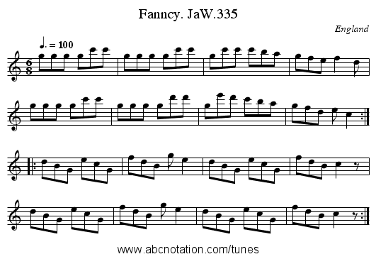 Fanncy. JaW.335 - staff notation