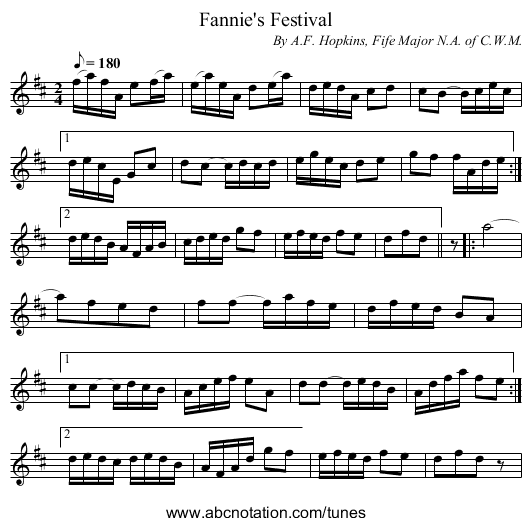 Fannie's Festival - staff notation