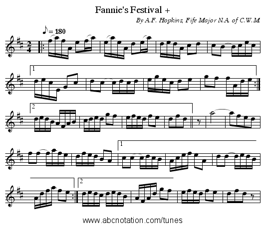 Fannie's Festival + - staff notation