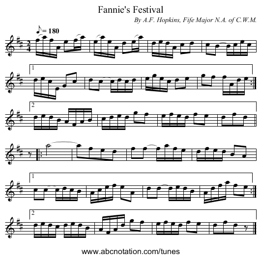Fannie's Festival - staff notation