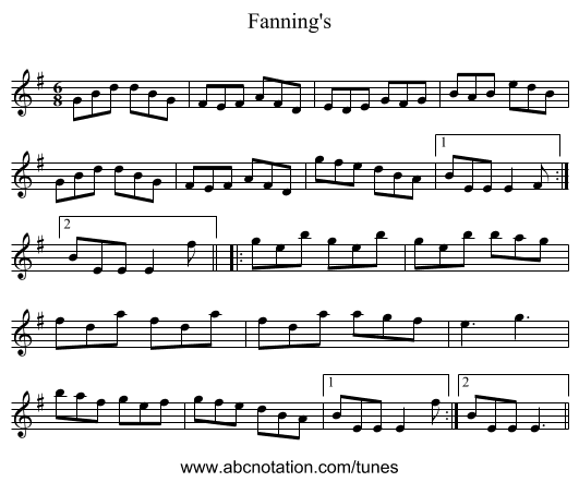Fanning's - staff notation