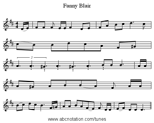 Fanny Blair - staff notation