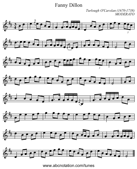 Fanny Dillon - staff notation