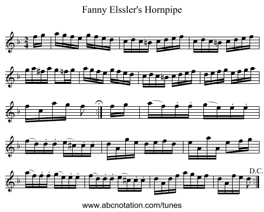 Fanny Elssler's Hornpipe - staff notation