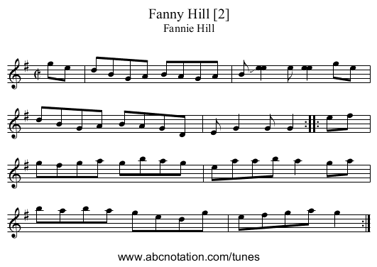 Fanny Hill [2] - staff notation
