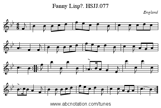 Fanny Lisp?. HSJJ.077 - staff notation