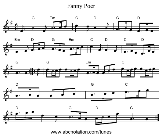 Fanny Poer - staff notation